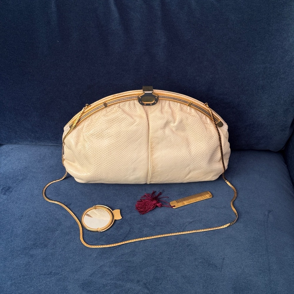 FINESSE LA MODEL White Python Snake Leather
Clutch Evening Bag